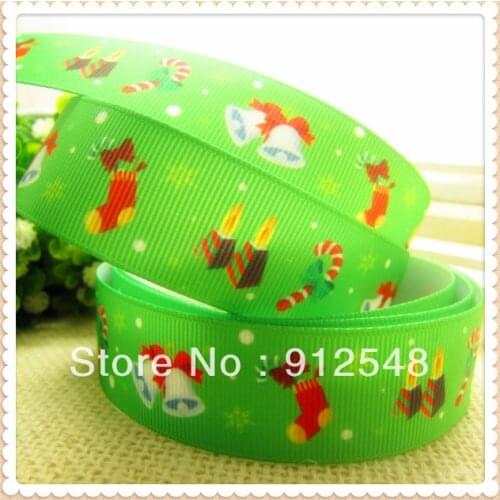 2013 Christmas New arrive,free shipping 1'' (25mm) Printed grosgrain ribbon,Christmas bells Christmas Stocking,9142