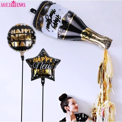 2020 Happy New Year Foil Balloons 18inch Bottle Helium Globos New Year Eve Party Supplies Merry Christmas Decorations Ballon