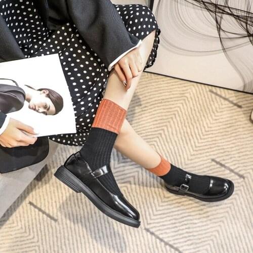 2020 Small Leather Shoes Female Autumn Flat Students Korean Style Versatile College Style Black Mary Jane Shoes lykj-yzl