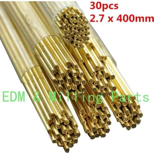 30PCS CNC 2.7*400MM Multi-Hole Brass Electrode Tube Fit EDM Drilling Machine Parts For Drilling Machine Mill Part