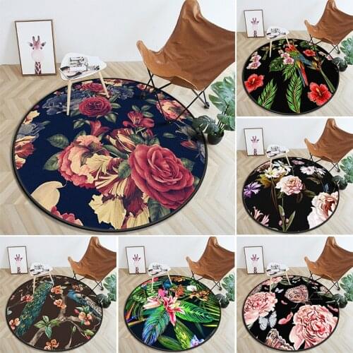 3D flower rose round carpet balcony living room pastoral mats circle carpet bedroom kids room flower rug floor mat Decorative