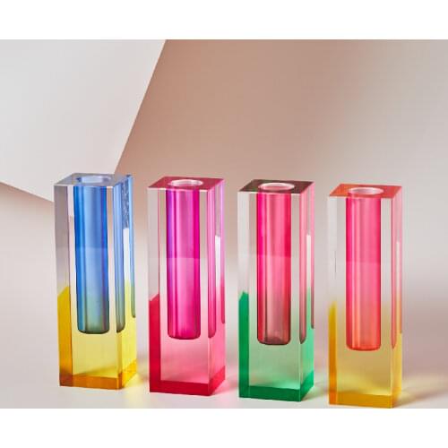 Acrylic Pillar Bud Vase Tabletop Glass Vases Luxury Decorative Crystal Nordic Room Decoration Home Decor Home Vase