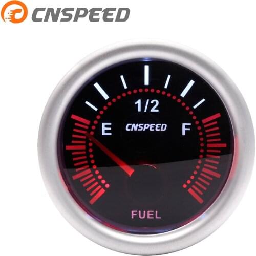 Free Shipping CNSPEED 12V 2'' 52mm Auto Fuel Level Gauge Meter Universal Smoke Lens With Fuel Sensor E-1/2-F Car Gauge