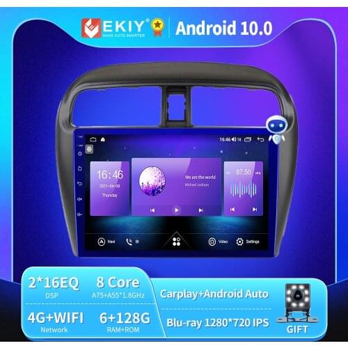 EKIY Car Radio Android For Mitsubishi Mirage Attrage 2012-2018 IPS DSP GPS Navigation Multimedia Video Player Auto Stereo DVD FM