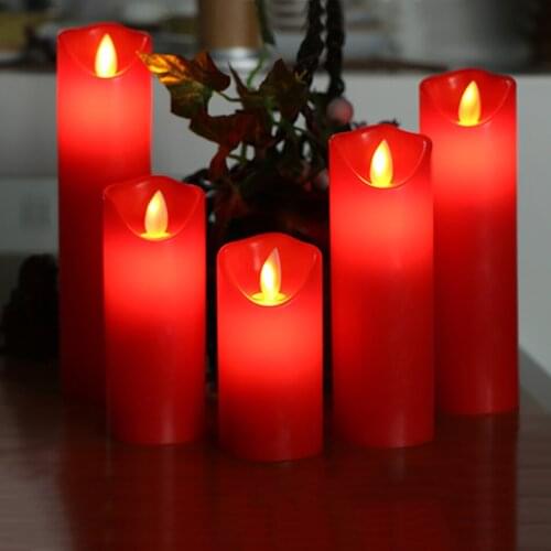 Flameless Led red candle made by paraffin wax,electronic candle light for Hotel,Bar decorative,candle for Religious Activities