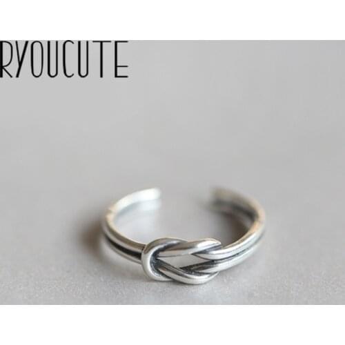Bohemian Real Silver Color Bow Rings Gifts for Women Wedding Ladies Fashion Adjustable Antique Rings joyas de plata