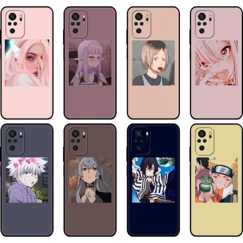 Black tpu Case For Xiaomi Redmi 9T Case Redmi Note 9T Note 10 5G 4G Pro 10S Case Anime icons