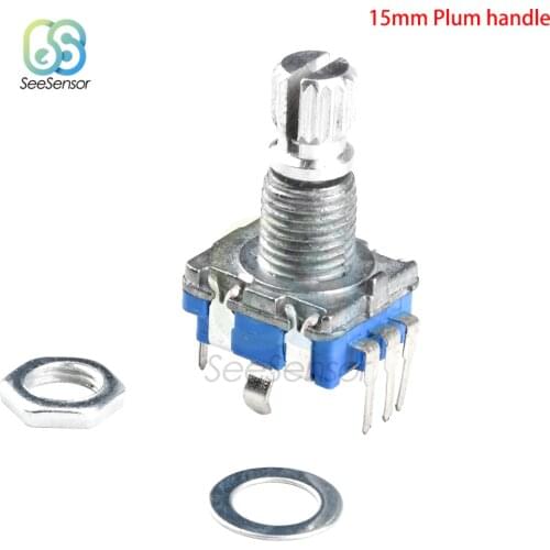 5PCS Half / Plum Axis Rotary Encoder Handle Length 15mm / 20mm Code Switch EC11 Digital Potentiometer with Switch 5Pin