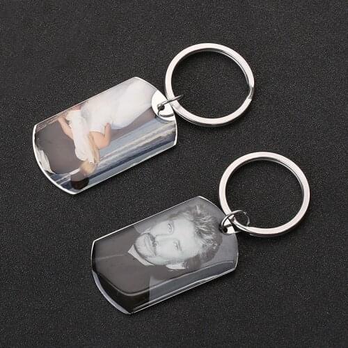 Johnny Hallyday Photo Keychain Personalized Custom Name Keychain Engraved Letter Keyrings Stainless Steel Jewelry Women Gift