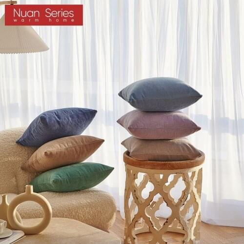 Faux Linen Throw Pillow Cover Home Decorative Pillowcase for Sofa Cafe Modern Solid Color Cushion Cover Square Pillow Case 45x45