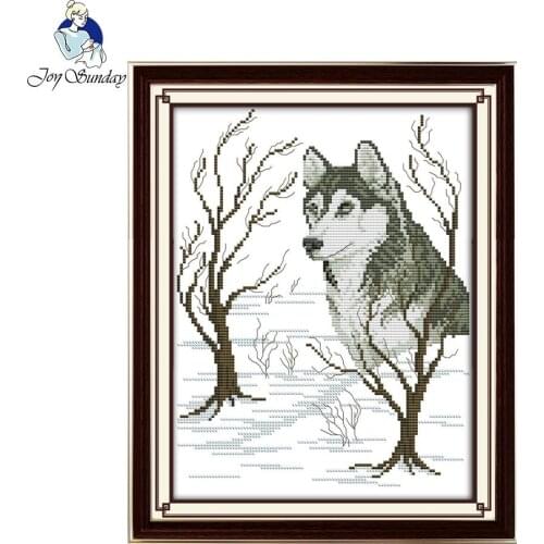 Joy Sunday Sled dog Pattern embroidery Needlework Stamped or Counted Cross Stitch Kit for home wall decor