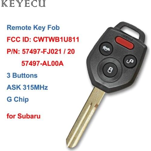 Keyecu CWTWB1U811 Remote Car Key Fob ASK 315MHz G Chip for Subaru Impreza WRX Forester XV Crosstrek Outback Legacy 2012-2017