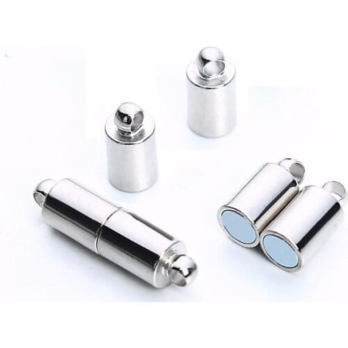 LOULEUR 10pcs/lot 5x19mm Strong Magnetic Clasps End Caps Connectors for Leather Cord Bracelet Jewelry Hook Making Findings