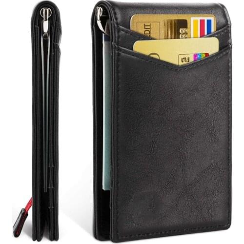 Genuine leather Card Holder RFID Men Wallet Purse Retro Card Holder Clutch Wallets Purses Portable First Layer Carbon Fiber