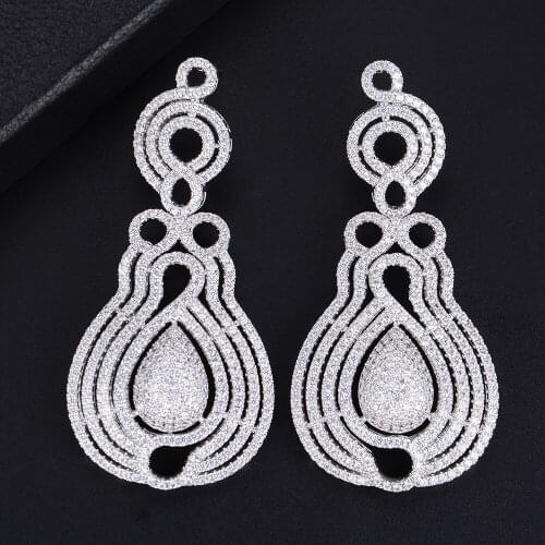 LARRAURI New Hot Fashion Jewelry Flower Leaf Luxury Trendy Full Mirco Cubic Zirconia Setting Naija Wedding Women Earrings