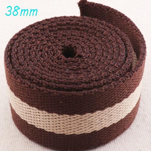 Brown Khaki Striped Webbing Ribbon Key Fobs 1 1/2"(38mm)Bag Belts Purse Straps Tape Bag strap Handle Belting Totes Belts