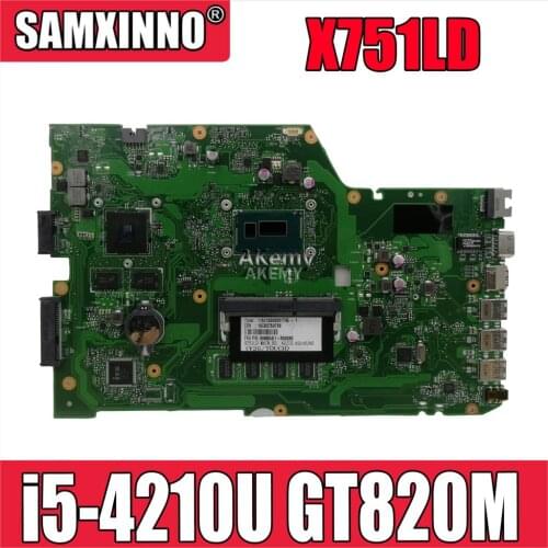X751LD Motherboard i5-4210U GT820M For Asus R752L R752LD R752LN X751LN Laptop motherboard X751LD Mainboard X751LD Motherboard
