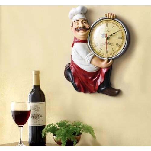 Resin Chef Cute Wall Clock Home Watch Bathroom Kitchen Clock vintage Wall Watches Home Decor Wall Clock Modern Design