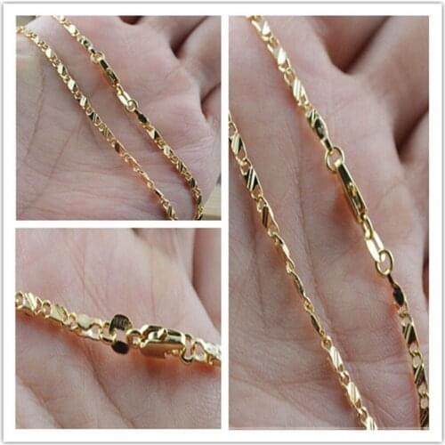 Fashion 18K Gold Plated Thin Flat Link Chain Necklace Jewelry Unisex