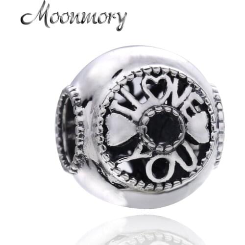 Moonmory 925 Sterling Silver Charm Talk about Love Fit For Original Brand Bracelets Diy Fine Jewelry Making Valentines Day Gift