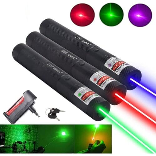 Powerful laser 303 indicator high-power laser equipment red dot purple starry sky lamp holder with 18650 battery + charger