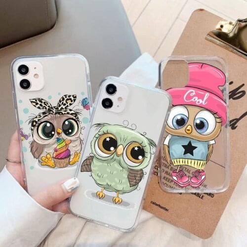 Baby Cute Owl Fundas For Redmi Note 8 2021 9 9S 8T 10 6 7 5 K40 Pro Max Plus 9A 9C NFC 9T 9 Prime Soft Silicone Transparent Case