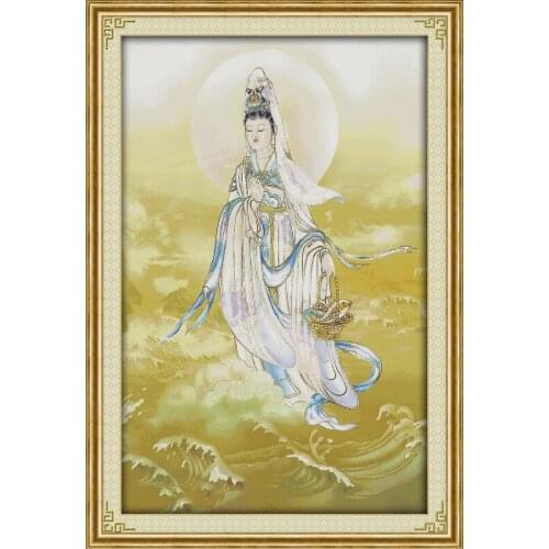 Guan yin with creeve cross stitch kit people 18ct 14ct 11ct count print canvas stitches embroidery DIY handmade needlework