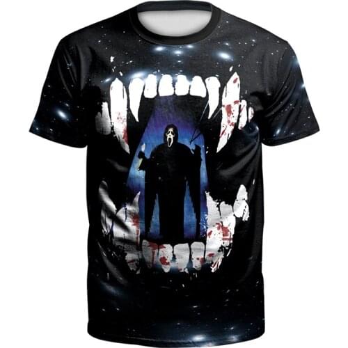 New horror thriller ghost death Cosplay Halloween costume costume horror short-sleeved T-shirt sleeve anime cartoon unisex