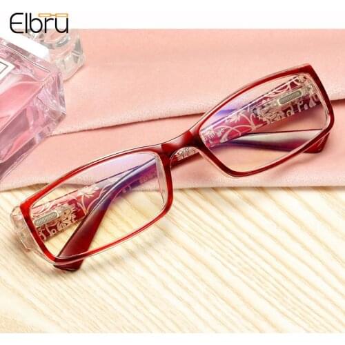 Elbru Degree+1+1.5+2+2.5+3+3.5+4 Women Men Reading Glasses Fashion Print Anti Blue Light Presbyopia Goggle Square Eyewear Unisex