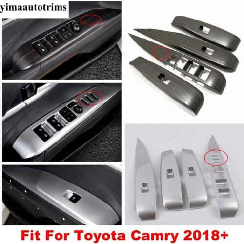 Wood Grain / Carbon Fiber Look / Matte Window Glass Lift Button Panel Cover Trim ABS Accessories For Toyota Camry 2018 - 2021