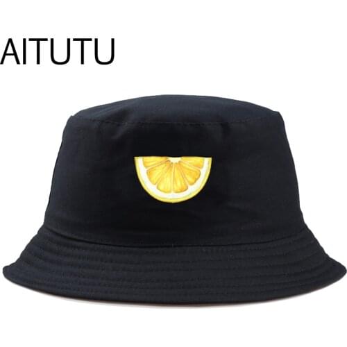 2020 new Unisex fashion Bucket Hat Fishing Outdoor Hip Hop panama Cap Mens Summer lemon Fisherman Bob Graffiti Hat for Women