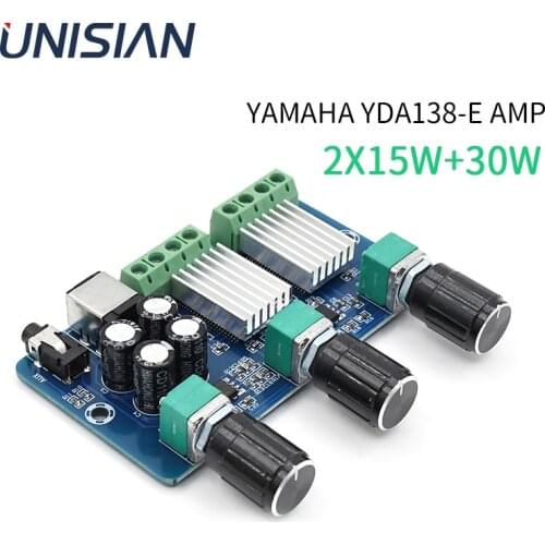 UNISIAN YDA138-E Audio Amplifier Board Class-D 2.1 Channels 15W*2+30W Bass Hifi Digital Power Amplifier Board DC12V
