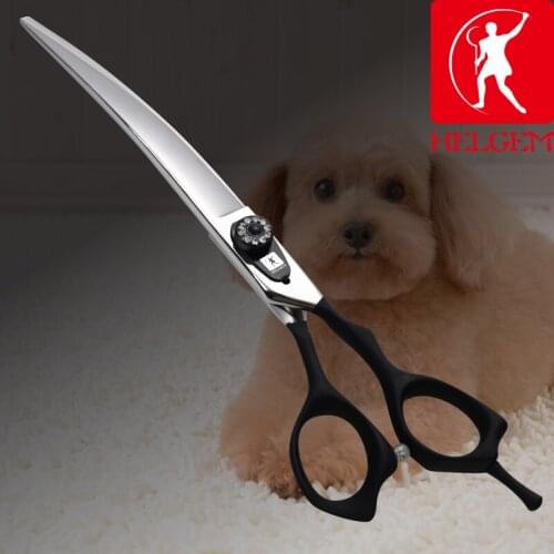 HELGEM Professional Pet Scissors For Dog 7.5/9.0 Inch Grooming Curved Shears For Puppy Dogs