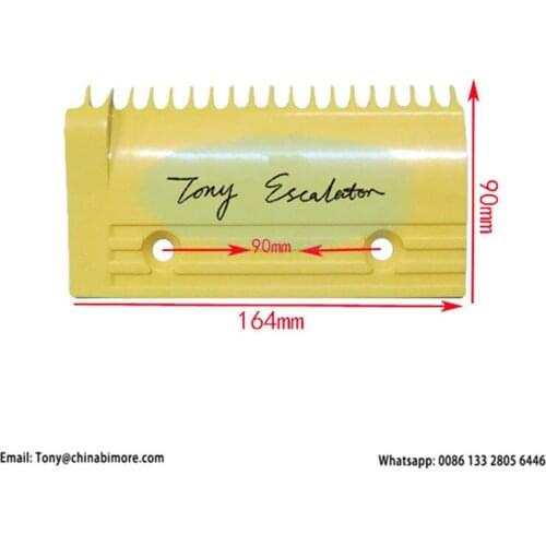 H2200146 Escalator Comb Plate L164mm W90mm Hole Space 90mm LEFT 19Teeth Yellow Plastic