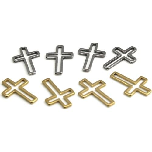 Religious Cross Charms Gold Plated Stainless Steel Bracelet Connectors Earrings Findings Charms DIY Jewelry Making Accessories