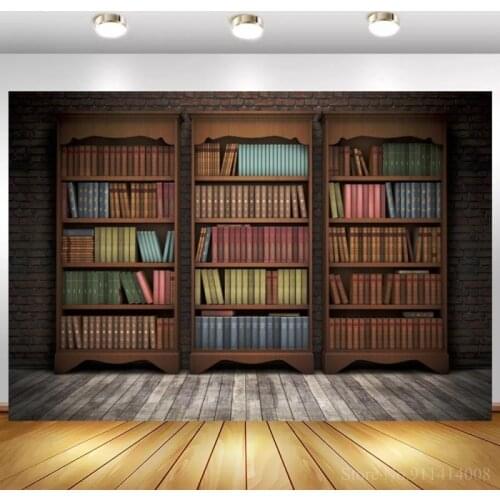 Vintage Books Wooden Retro Bookshelf Background for Photography Children Library Portrait Photographic Photo Studio Backdrops
