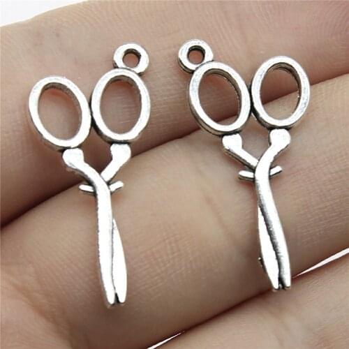 WYSIWYG 20pcs 14x29mm Antique Silver Color Scissor Charms Pendants For DIY Jewelry Handmade Making Accessorie