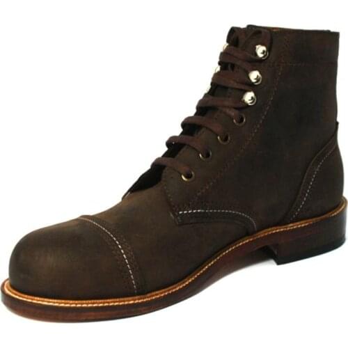 Winter boots for men military boots waterproof long lace-up boots brown genuine handmade rugged boots