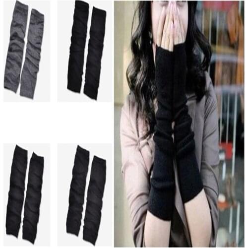 Knitted Long Fingerless Mittens Glove Arm Warmer Stretchy Mitten Unisex Crochet Half Finger Long Gloves Hot Selling