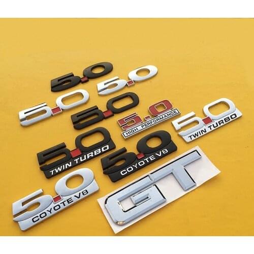 1 Pcs 3D Metal 5.0 COYOTE V8 Car Stickers Car Body Trunk Emblem Badge Decal For Ford 5.0 Coyote V8 TWIN Turbo Car Accessories