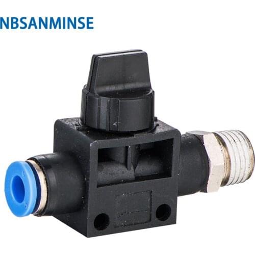 10Pcs/Lot HVFS 1/8 1/4 3/8 1/2 Pneumatic Flow Control Valve Hand Hose To Thread Connector Push In Fitting 2Way / 3 Way Sanmin
