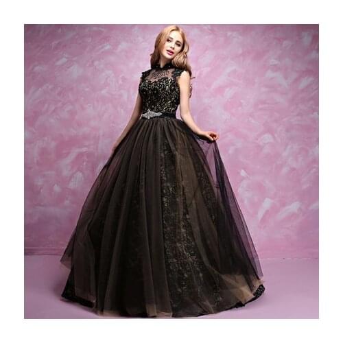 100% real luxury black flower lace beading veil medieval dress Renaissance gown queen Victorian Belle Ball gown