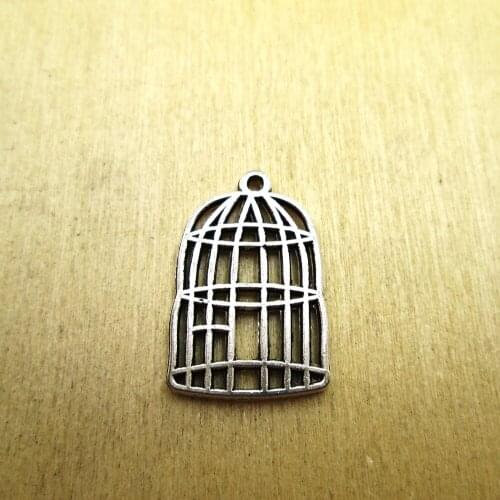 12pcs 26x16mm Charms 2 sided bird cage charm pendants DIY necklace/ bracelets charms antique silver tone