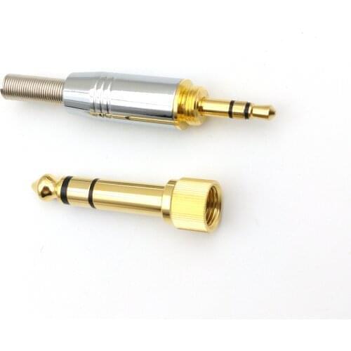 20set Self-locking stereo plated 6.35mm revolution to 3.5mm self-locking nut take male plug connector