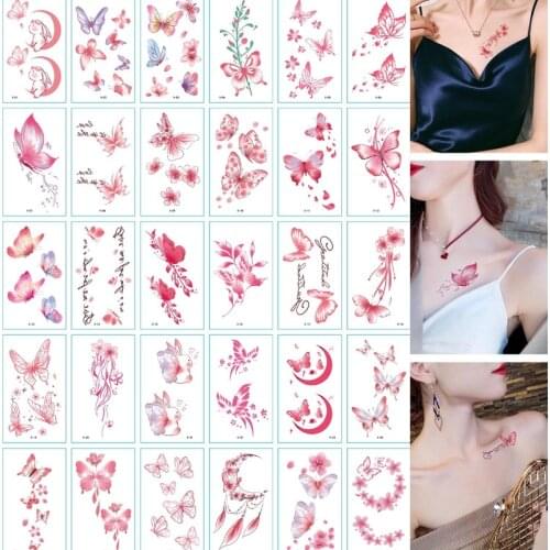 30pc/Lot Personalized English Letters Flower Butterfly Temporary Tattoo Stickers Small Fake Tattoo Arm Totem Art Tattoo Notes