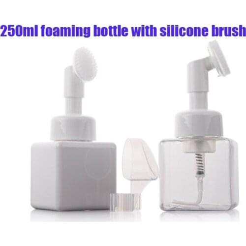 300pcs/lot 250ML foaming PETG bottle/dispenser with foaming pump foam sub-bottling, Empty foam bottle with silicone brush