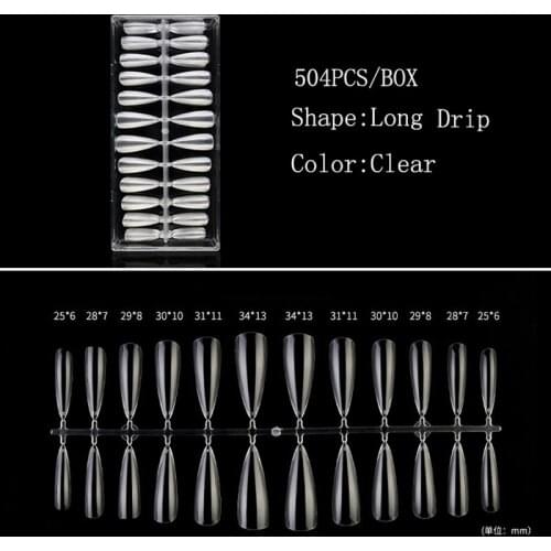500pcs/Box Artificial Nail Tips Full Cover Nails Colored Nail Tips Acrylic Transparent Nail Capsules French Manicure False Nails