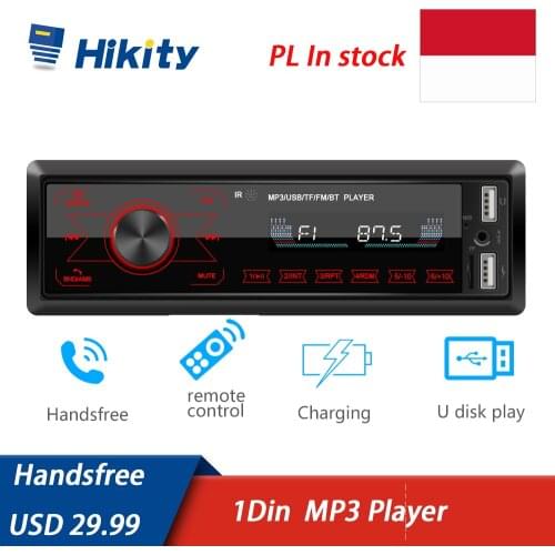 Hikity Car Radio 1Din Car Stereo Remote Control Digital Bluetooth Audio Music Touch screen Car Radio Mp3 Player USB/SD/AUX-IN