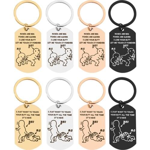Couple Lover Funny Butt Love Keychain Keyrings Let Me Touch Your Butt Forever Cute Poems Anniversary Gifts For BF GF key chain