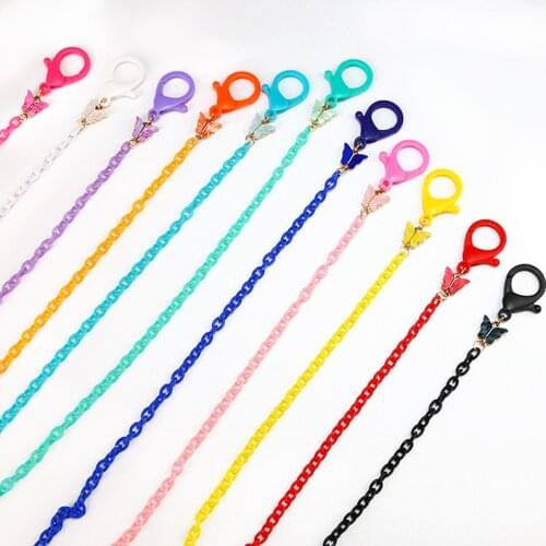 Children Masks Chain Creative Cartoon Butterfly Colorful Acrylic Mask Rope Holder Non-slip Eyeglass Accessories for Kids Student